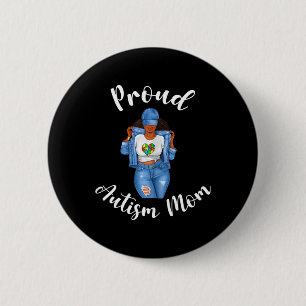Proud Autism Mom African American Black Mom Woman  Button