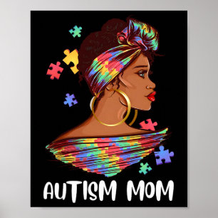 Proud Autism Mom Afro Puzzle Awareness Gift Poster