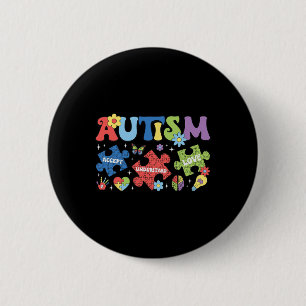 Proud Autism Mom Autism Awareness Acceptance Color Button