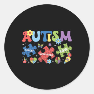 Proud Autism Mom Autism Awareness Acceptance Color Classic Round Sticker