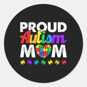 Proud Autism Mom Autism Awareness Acceptance Color Classic Round Sticker