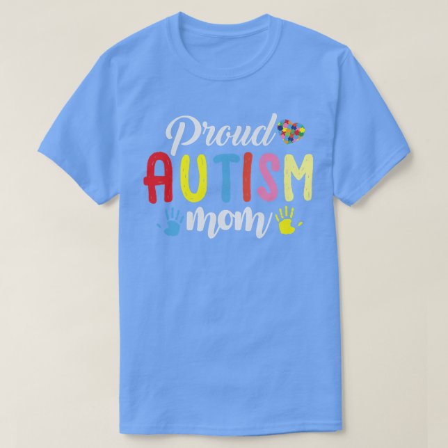 Proud Autism Mom  Autism Puzzle Awareness ADHD Aut T-Shirt (Design Front)