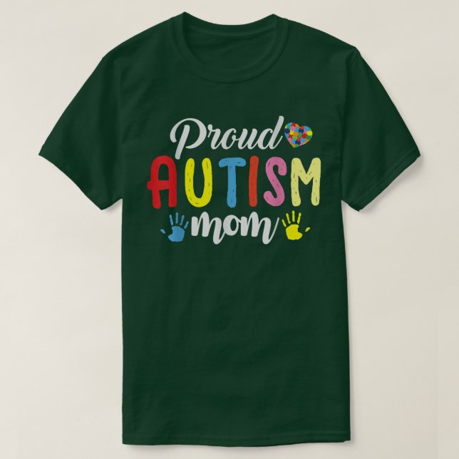 Proud Autism Mom  Autism Puzzle Awareness ADHD Aut T-Shirt (Design Front)