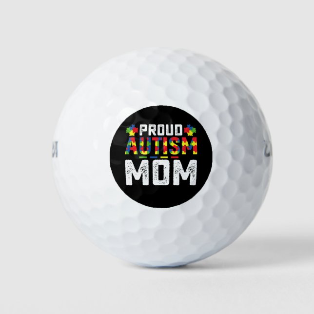 Proud Autism Mom Awareness Autistic Family Golf Balls (Front)