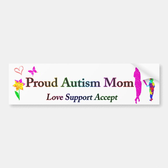 Proud Autism Mom Bumper Sticker (Front)