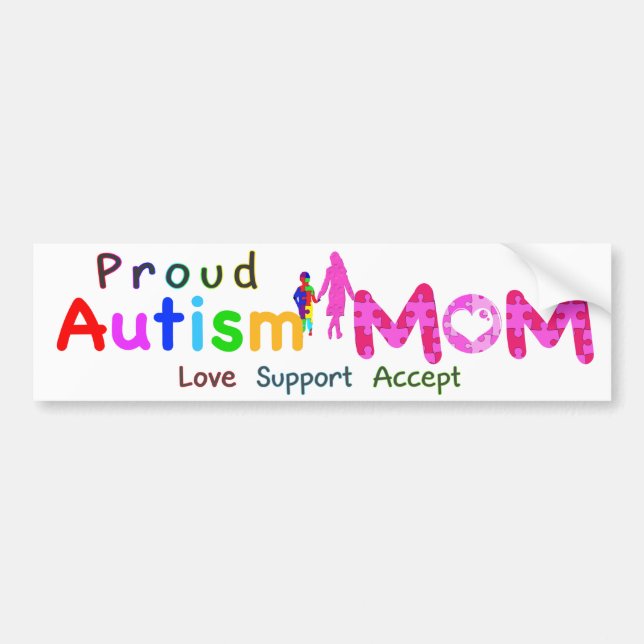 Proud Autism Mom Bumper Sticker (Front)