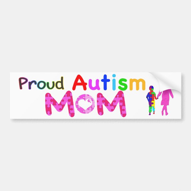 Proud Autism Mom Bumper Sticker (Front)