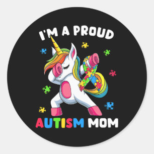 Proud Autism Mom Dab Dance Classic Round Sticker