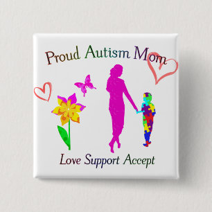 Proud Autism Mom Pinback Button