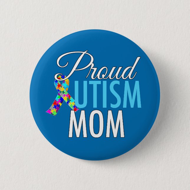 Proud Autism Mom Pinback Button (Front)