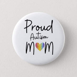 Proud Autism Rainbow Puzzle Piece Mom T-Shirt Button