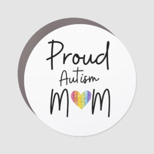Proud Autism Rainbow Puzzle Piece Mom T-Shirt Car Magnet