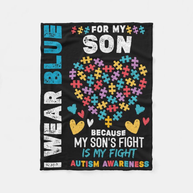 Proud Autistic Dad  Fleece Blanket (Front)