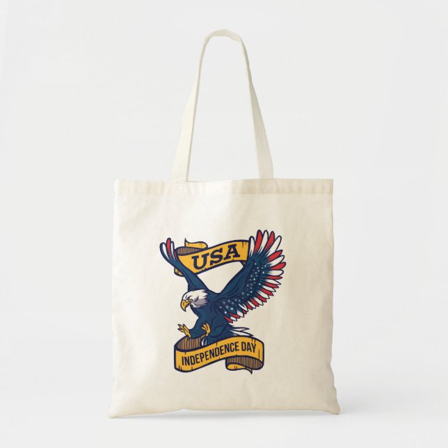 Proud Bald Eagle 4th of July Day Tote Bag (Front)