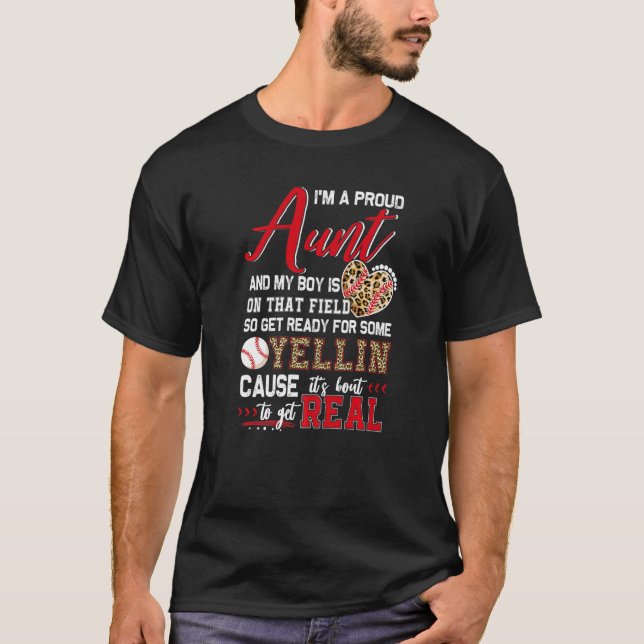 Proud Baseball Aunt Baseball Family Matching T-Shirt (Front)