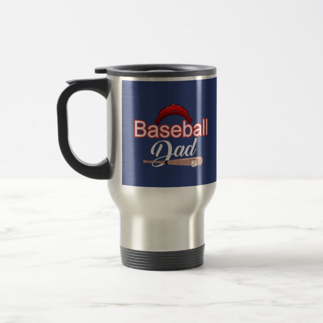 Proud Baseball Dad Champion Team Spirit Sports Travel Mug (Left)