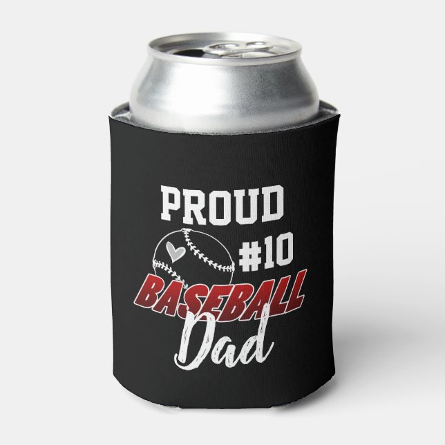 Proud Baseball Dad Players Number Can Cooler (Can Front)