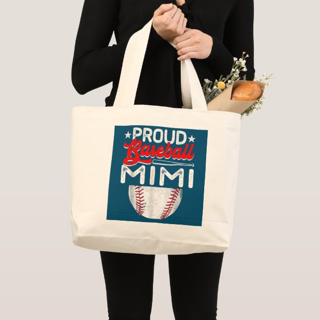 Proud Baseball Mimi Mother's Day Sport Lover Mama Large Tote Bag (Front (Product))