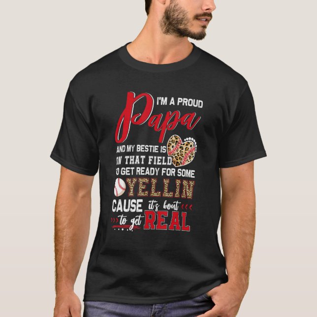 Proud Baseball Papa Baseball Family Matching T-Shirt (Front)