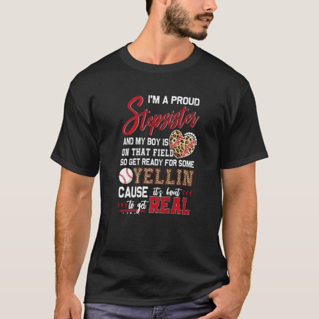 Proud Baseball Stepsister Baseball Family Matching T-Shirt (Front)