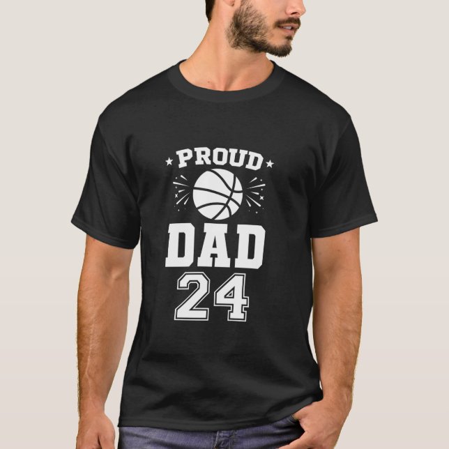 Proud Basketball Dad Number 24 Basketball Player L T-Shirt (Front)