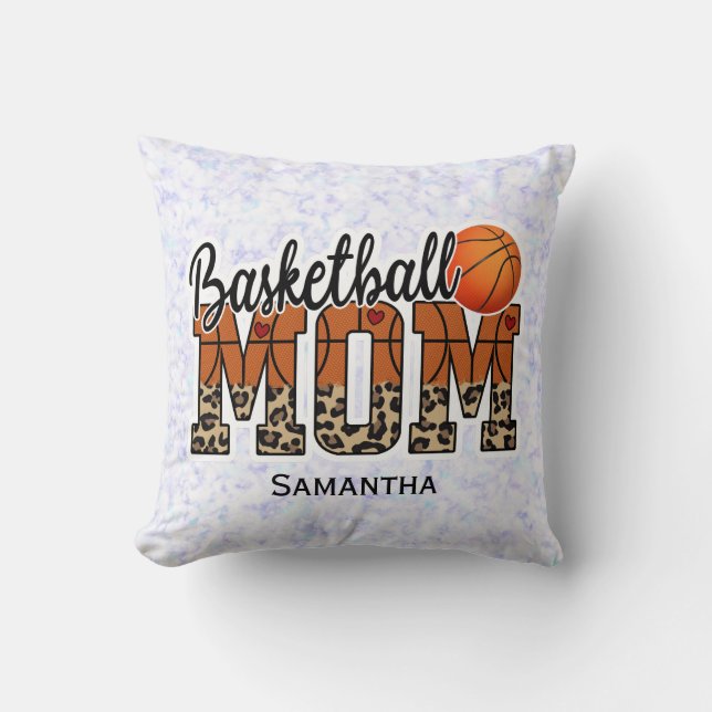 Proud Basketball Mom - Court-Side Champion Throw Pillow (Front)