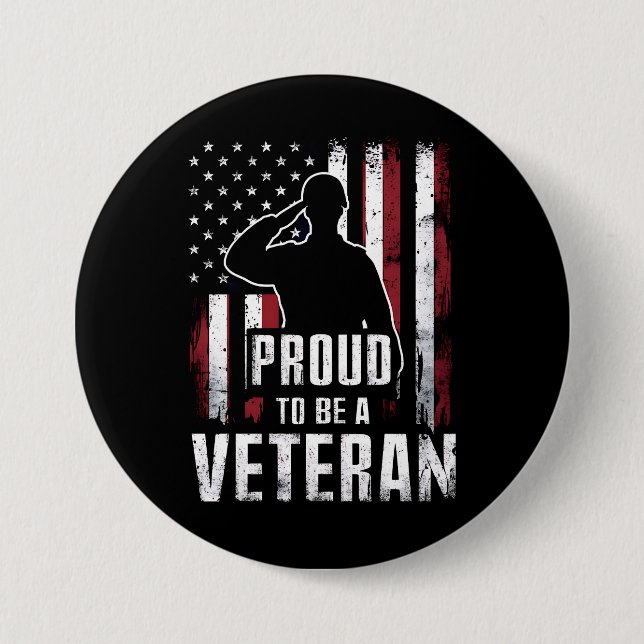 Proud Be A Veteran Of The USA Veteran Veterans Day Button (Front)