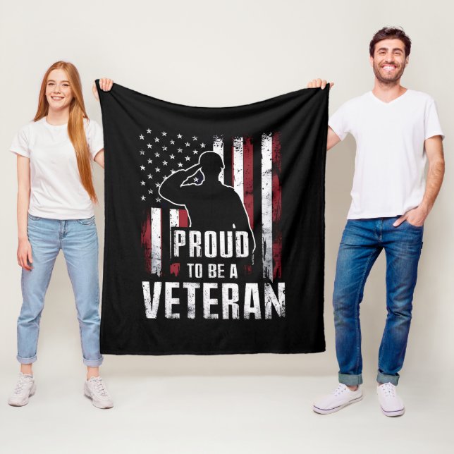 Proud Be A Veteran Of The USA Veteran Veterans Day Fleece Blanket (In Situ)
