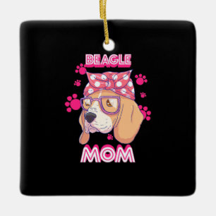 Proud Beagle Dog Mom Ceramic Ornament