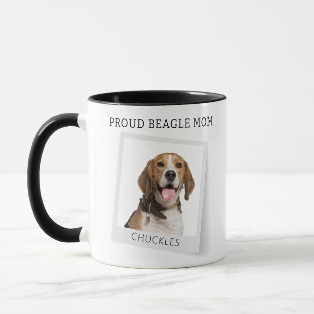 Proud Beagle Dog Mom Personalized Pet Photo Mug (Left)