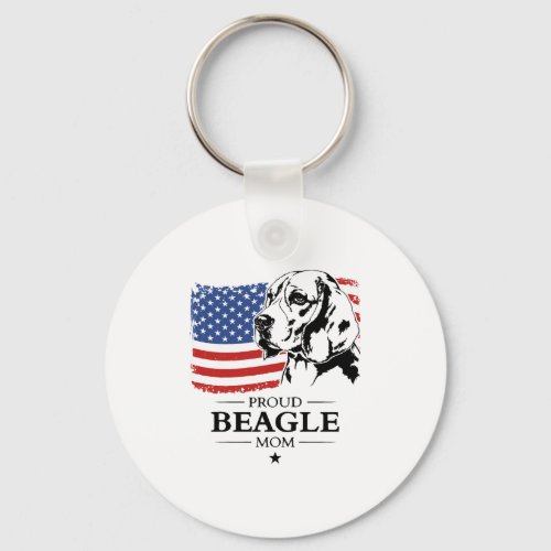 Proud Beagle Mom American Flag dog Keychain