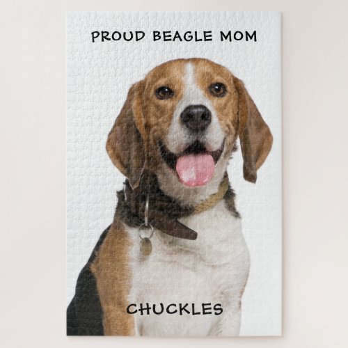 Proud Beagle Mom Personalized Pet Dog Photo Jigsaw Puzzle