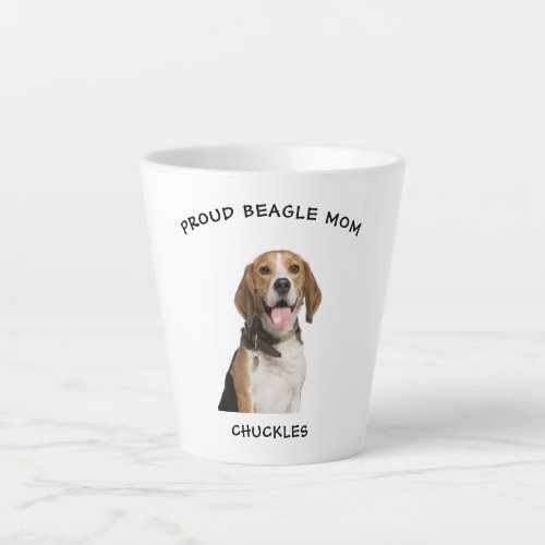 Proud Beagle Mom Personalized Pet Dog Photo Latte Mug