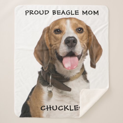 Proud Beagle Mom Personalized Pet Dog Photo Sherpa Blanket