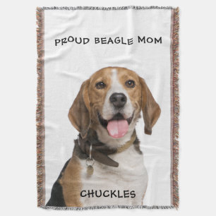 Proud Beagle Mom Pet Photo Custom Throw Blanket