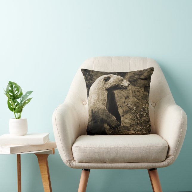 Proud Bear Throw Pillow (Chair)