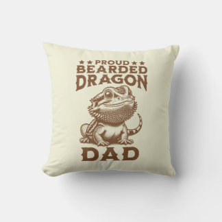 Proud Bearded Dragon Dad Reptile Lover Throw Pillow