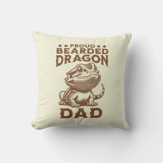 Proud Bearded Dragon Dad Reptile Lover Throw Pillow (Front)