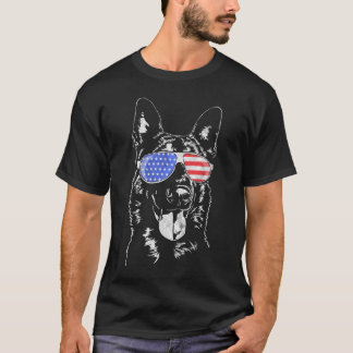 Proud Belgian Malinois Dog America Flag T-Shirt
