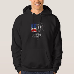 Proud Bernese Mountain Dog Mom American Flag Patri Hoodie