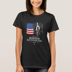 Proud Bernese Mountain Dog Mom American Flag Patri T-Shirt
