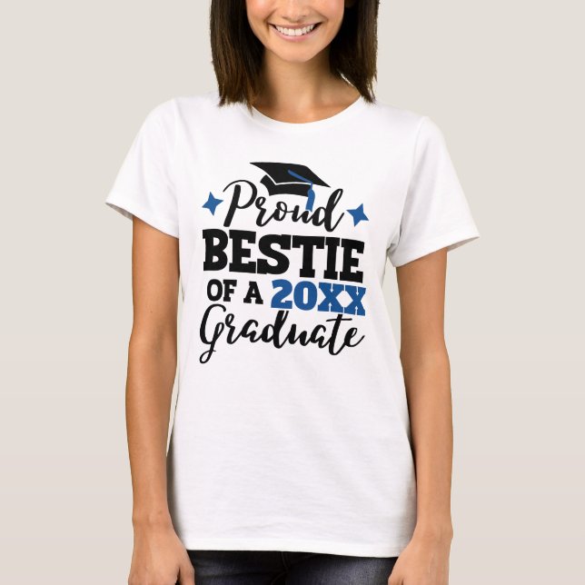 Proud Bestie of a 2022 graduate black blue tassel  T-Shirt (Front)