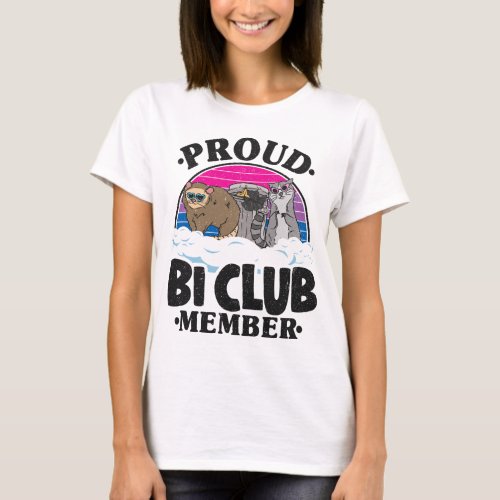 Proud Bi Club Member Opossum Raccoon Bisexual Flag T_Shirt