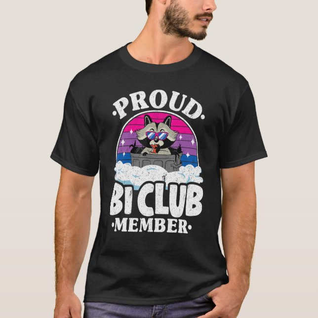 Proud Bi Club Member Raccoon Bisexual Flag Rainbow T-Shirt (Front)