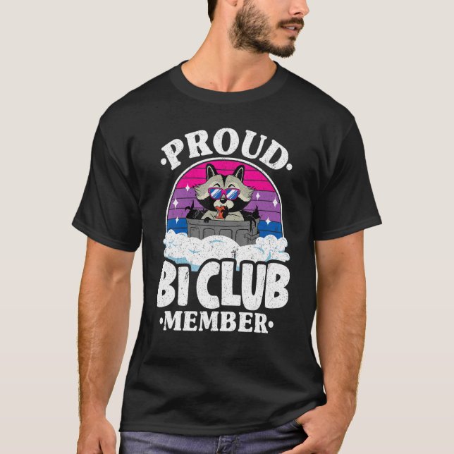 Proud Bi Club Member Raccoon Bisexual Flag Rainbow T-Shirt (Front)