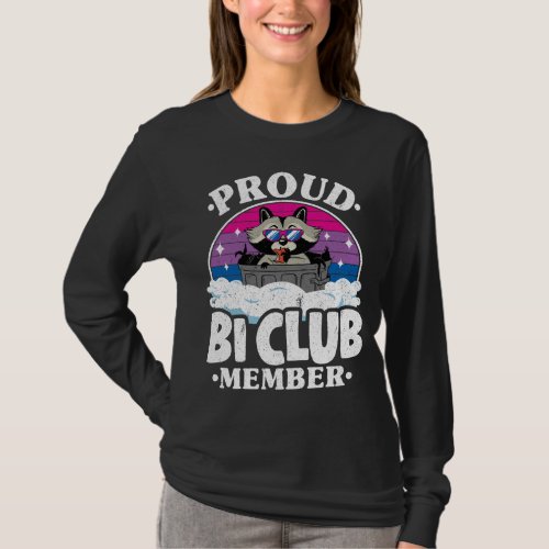 Proud Bi Club Member Raccoon Bisexual Flag Rainbow T_Shirt