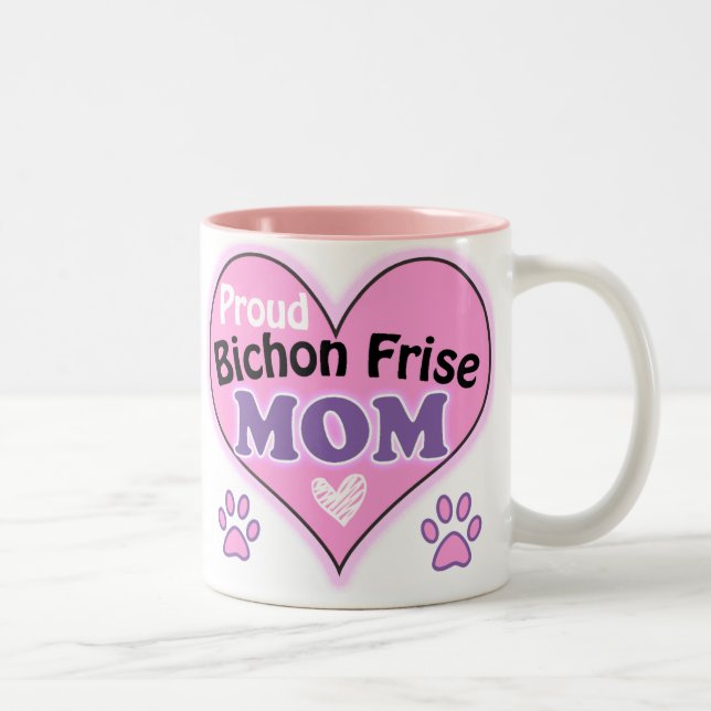 Proud Bichon Frise Mom Two-Tone Coffee Mug (Right)
