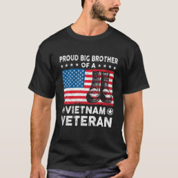 Proud Big Brother Of Vietnam Veteran USA Flag Vete T-Shirt