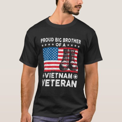 Proud Big Brother Of Vietnam Veteran USA Flag Vete T_Shirt