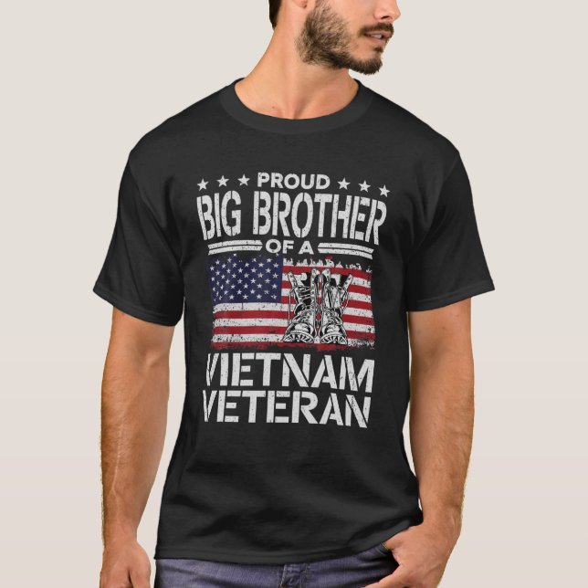 Proud Big Brother Vietnam Veteran USA Flag Fathers T-Shirt (Front)